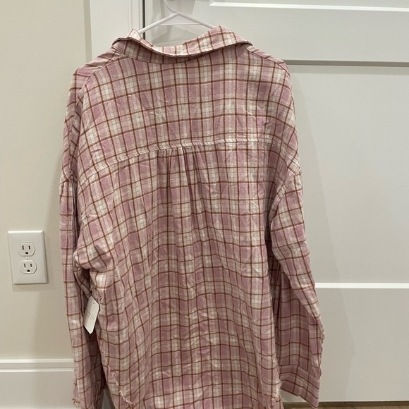 NWT Altar'd State Pink Plaid Button-Up Top - Picture 6 of 6